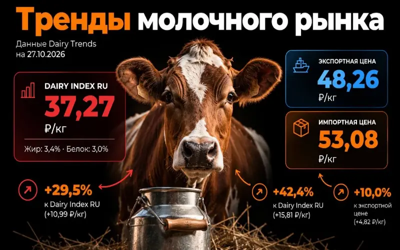 Импортное молоко дороже Dairy Index RU на 42%  